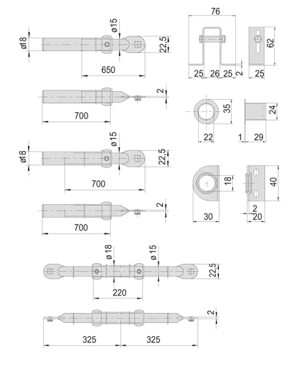 Aste Catenaccio Per Serrature a 5 Punti di chiusura