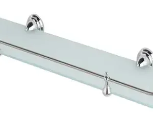 Mensola Acciaio Cromo/vetro Satinato , Piastrine Antiruggine Mis. 50 cm.