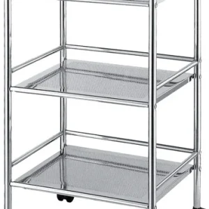 Carrello con ruote 3 piani cromo
