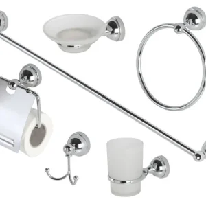 Set 6 Accessori Bagno Cromo/Vetro