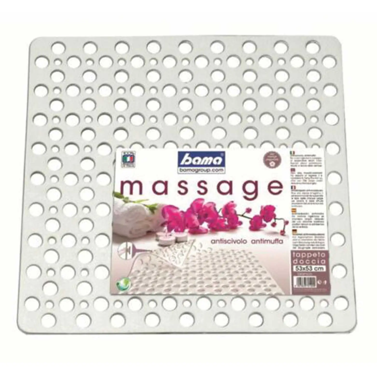 Tappeto Vasca Massage cm.74x36 Bama Bianco
