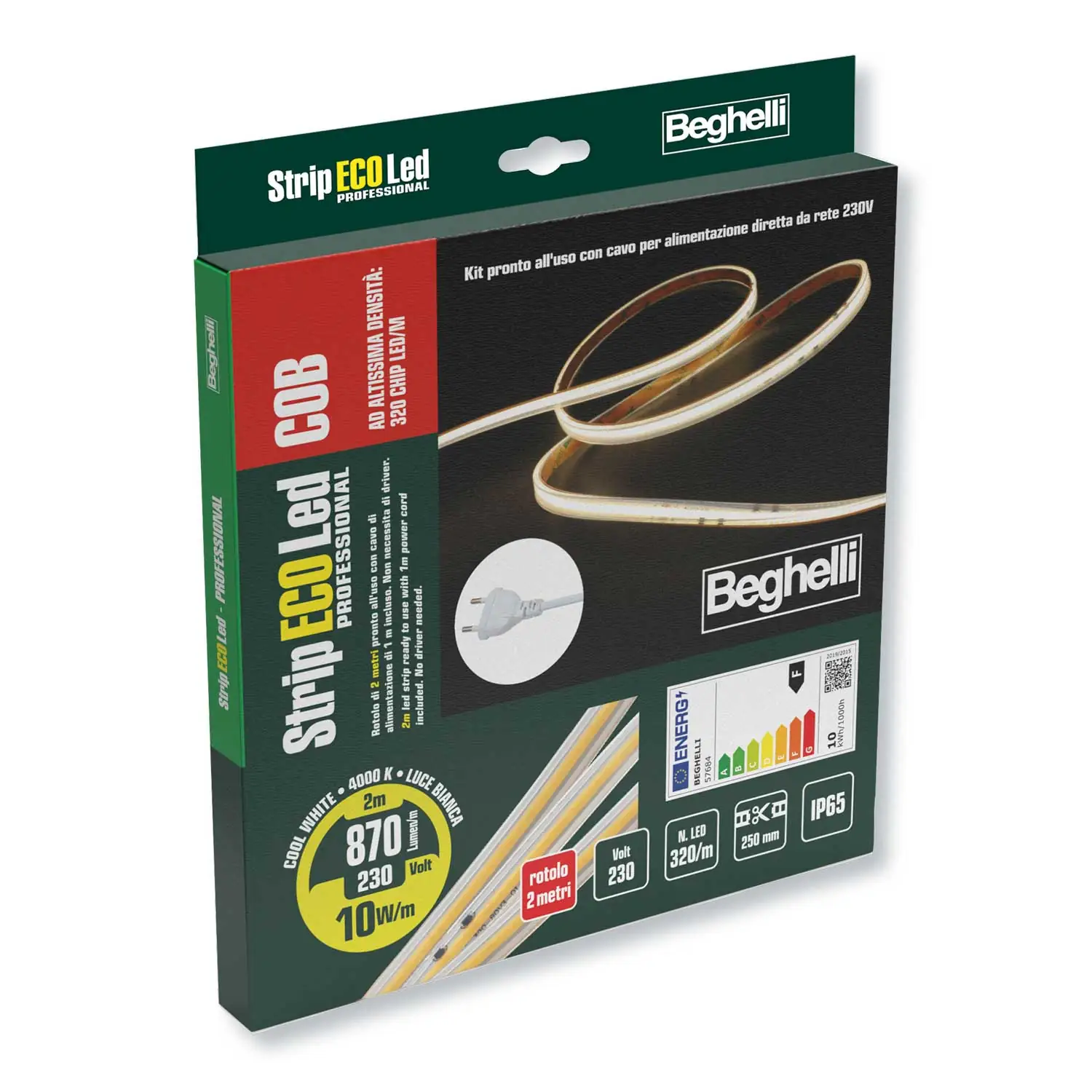 Strip Led COB 2 MT. 230V 20W IP65 1740 Lumen - immagine 2