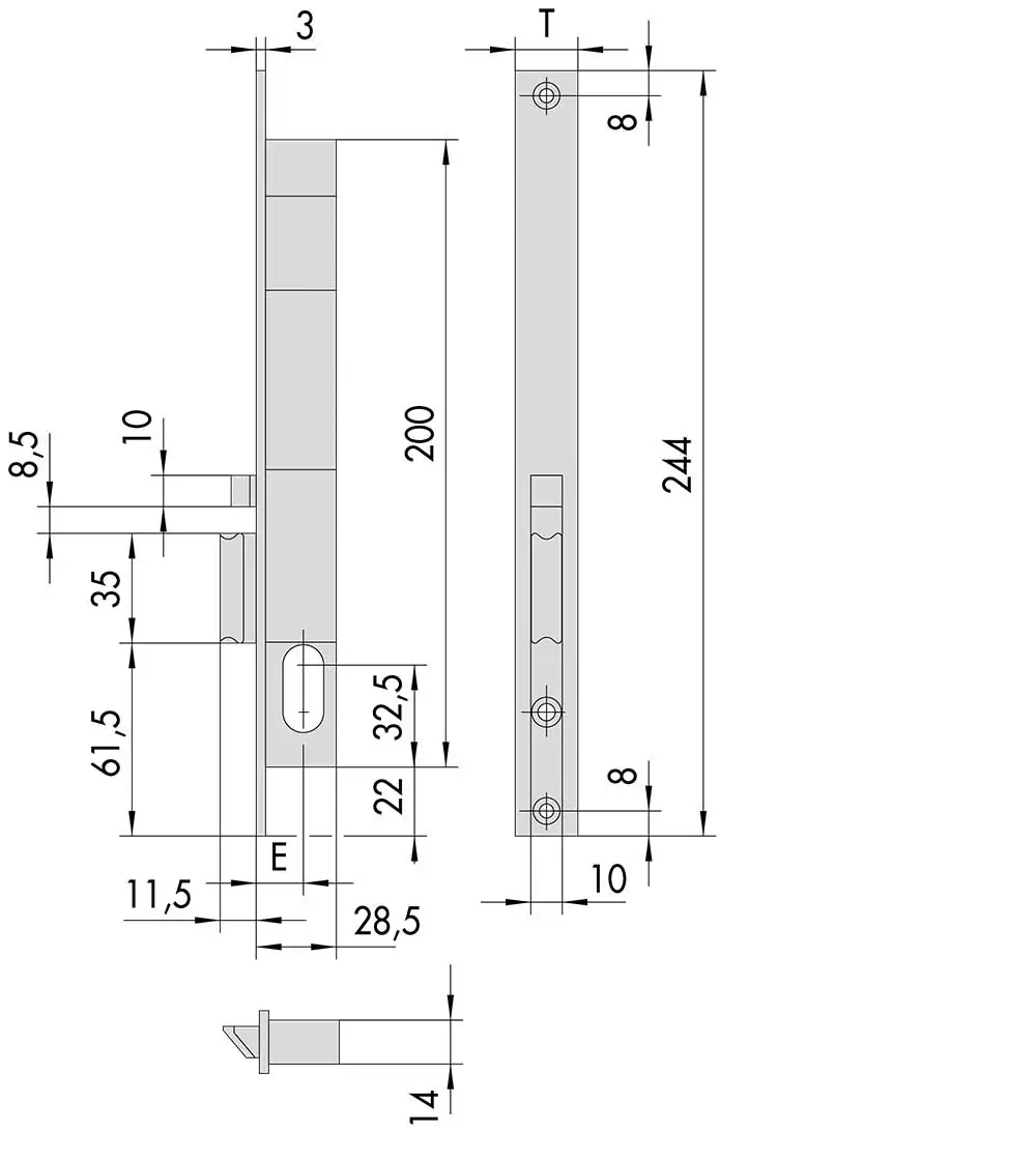 Serratura Da Infilare A Cilindro Ovale Per Montanti '14020-18' - immagine 2