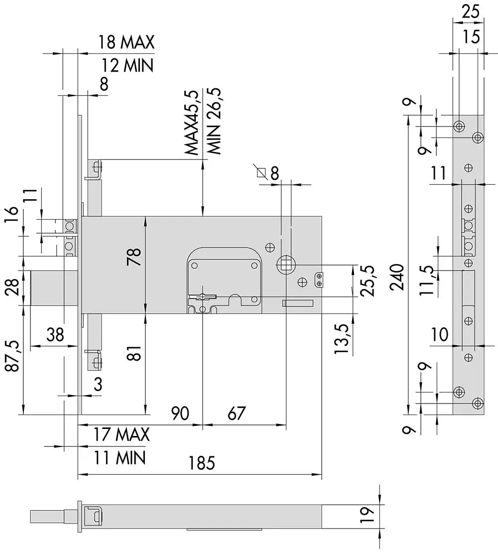 Serratura Da Infilare A Doppia Mappa 12V E.90 - immagine 2