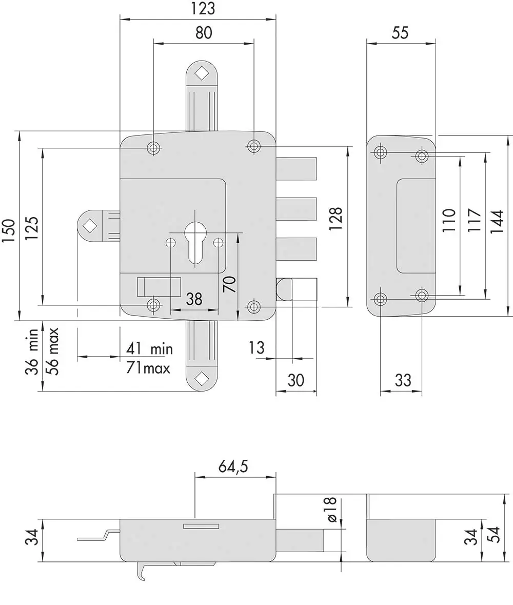 Serratura Da Applicare A Cilindro Quintuplice '56177' - immagine 2