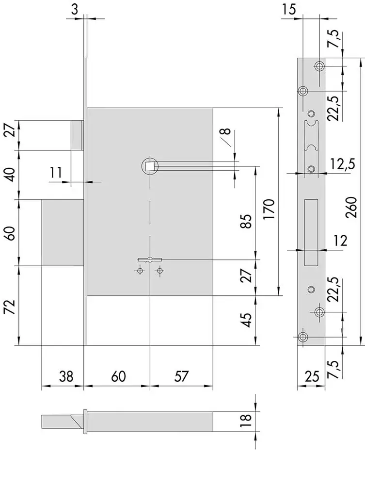 Serratura Da Infilare A Doppia Mappa A 4 Mandate E.60 - immagine 2
