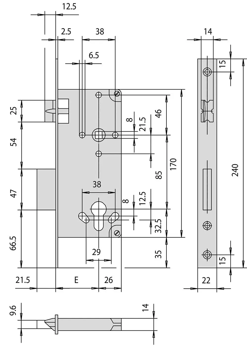 Serratura Da Infilare A Cilindro Profilo Europeo Acciaio Nichel '5C611.12' - immagine 2