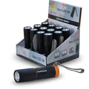 Torcia Alluminio Nero Led 1w