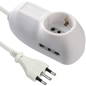 Multipresa 3 Posti: 1 Schuko + 2 Prese Bipasso 10/16A. Cavo 1 Metro
