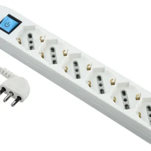 Multipresa 6 Posti Cavo 1,5 mt 6 Prese Schuko Bipasso 10/16A.