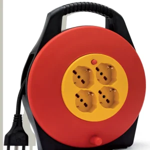 Avvolgicavo Domestico 4 Prese Universali, Cavo h05vv-f3g1.0 mm2-10 mt