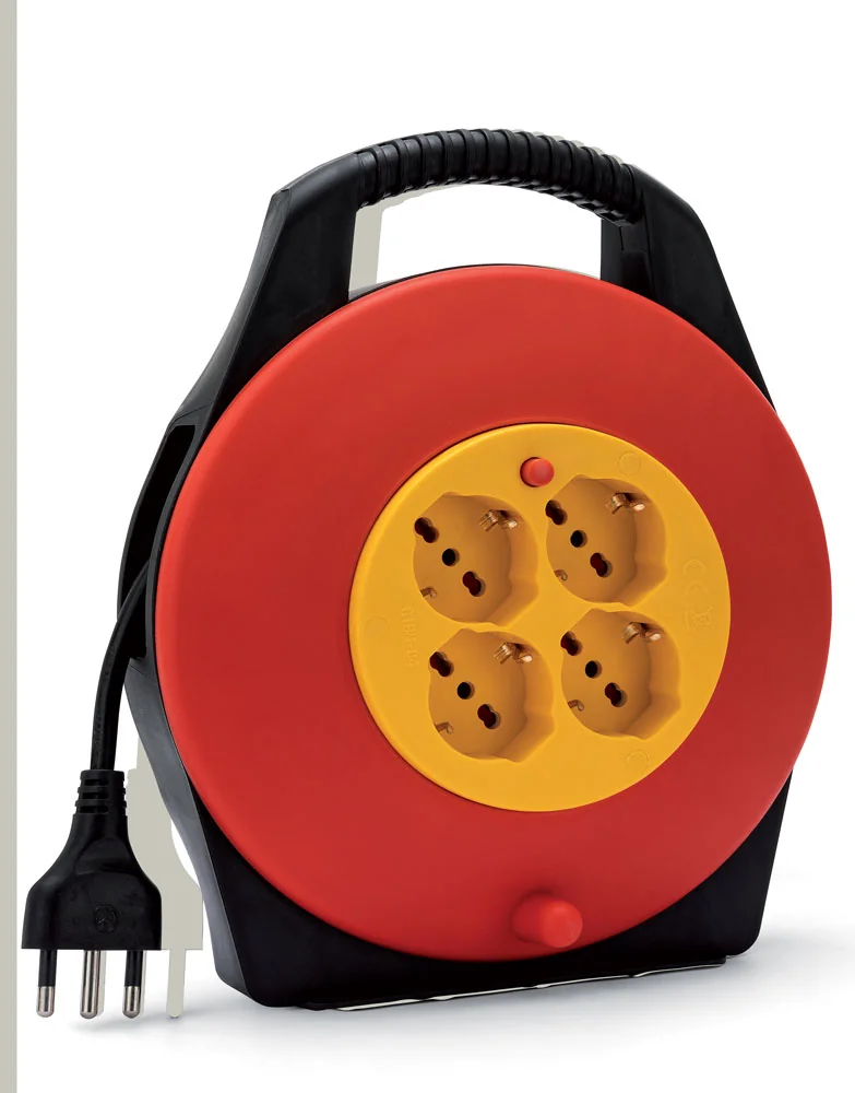 Avvolgicavo Domestico 4 Prese Universali, Cavo h05vv-f3g1.0 mm2-10 mt