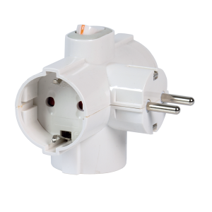 Adattatore Triplo Spina Schuko / 3 Prese Schuko 16A Con Interruttore