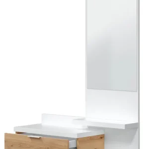 Mobile Ingresso Sospeso Con Specchio Rovere Bianco cm.81x29x116h