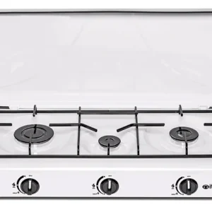 Fornello A Gas 3 Fuochi Maxi 70 cm Bianco Con Coperchio