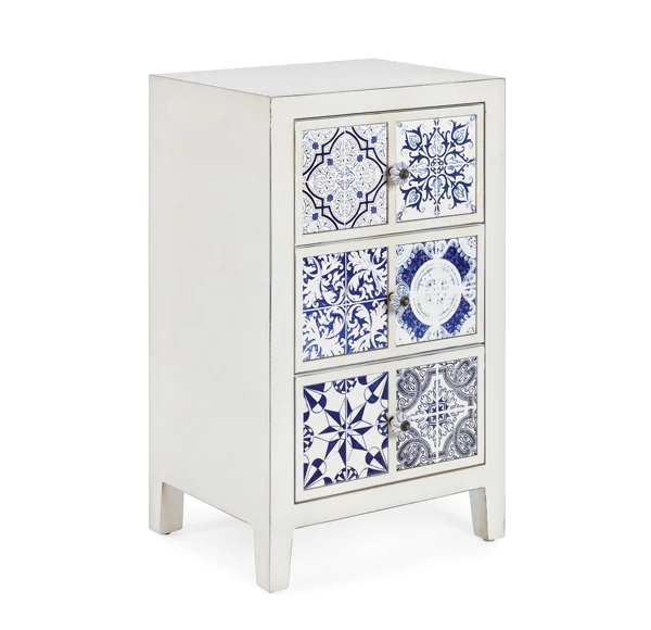 Cassettiera 3 Cassetti Demetra Ceramica Decorata cm.43x33x71h ca.