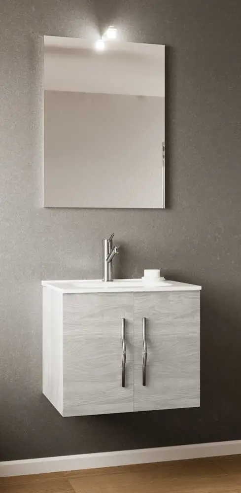 Mobile Bagno Sospeso cm.61x46p Con Specchio E Faretto - immagine 3