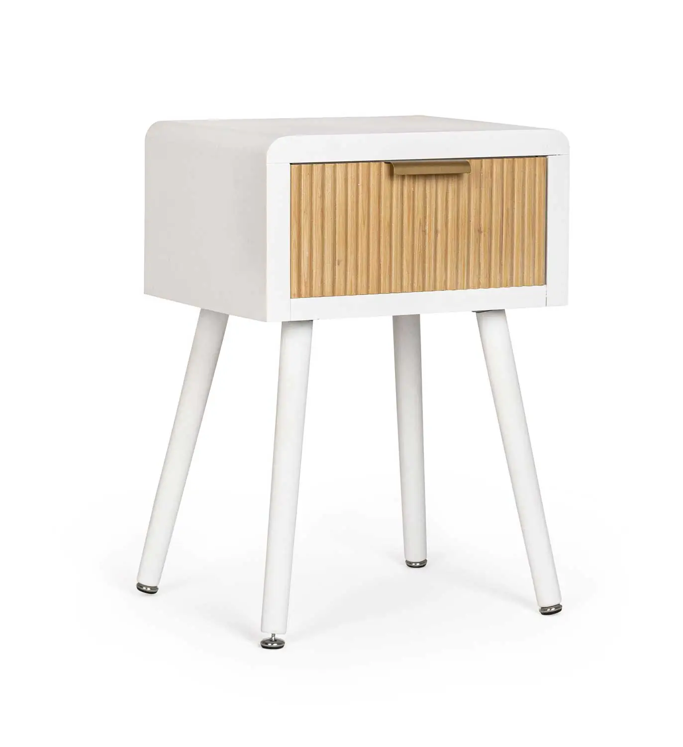 Comodino 1 Cassetto Charley Colore Bianco - Legno Naturale 40X30X57H