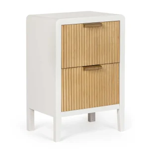 Cassettiera 2 Cassetti Charley Colore Bianco - Legno Naturale 40X30X60H
