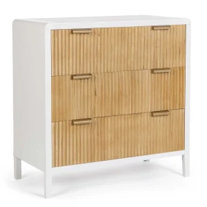 Mobile Cassettiera 3 Cassetti Charley Colore Bianco - Legno Naturale 80X40X82H