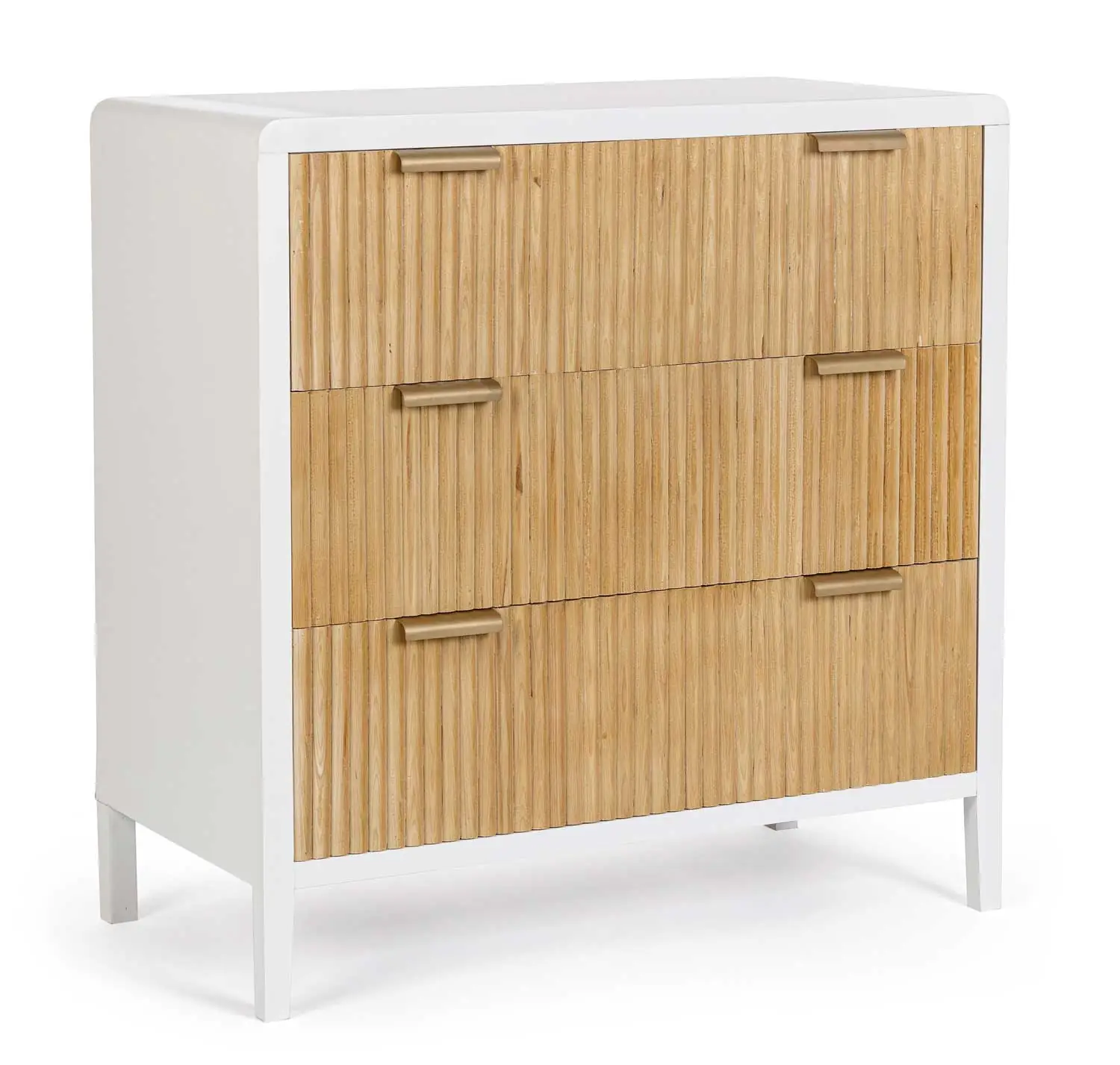 Mobile Cassettiera 3 Cassetti Charley Colore Bianco - Legno Naturale 80X40X82H