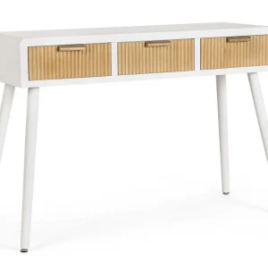 Consolle 3 Cassetti Charley Colore Bianco - Legno Naturale 110X40X78H