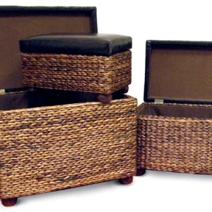 Panca Olivier Set 3 Pezzi Noce/Marrone Ecopelle