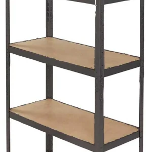 Scaffale In Acciaio Verniciato nero 5 Ripiani In MDF cm.90x40x180H