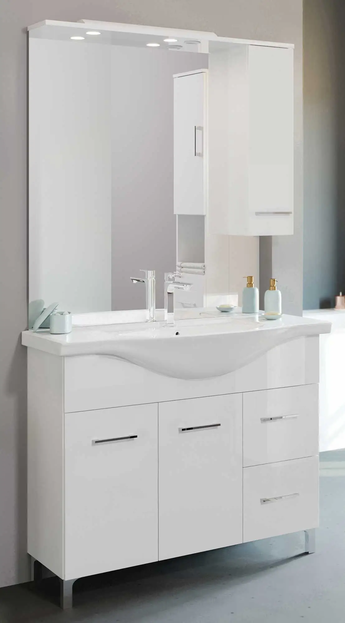 Mobile Bagno Venere cm.106x50x191H Bianco Lucido