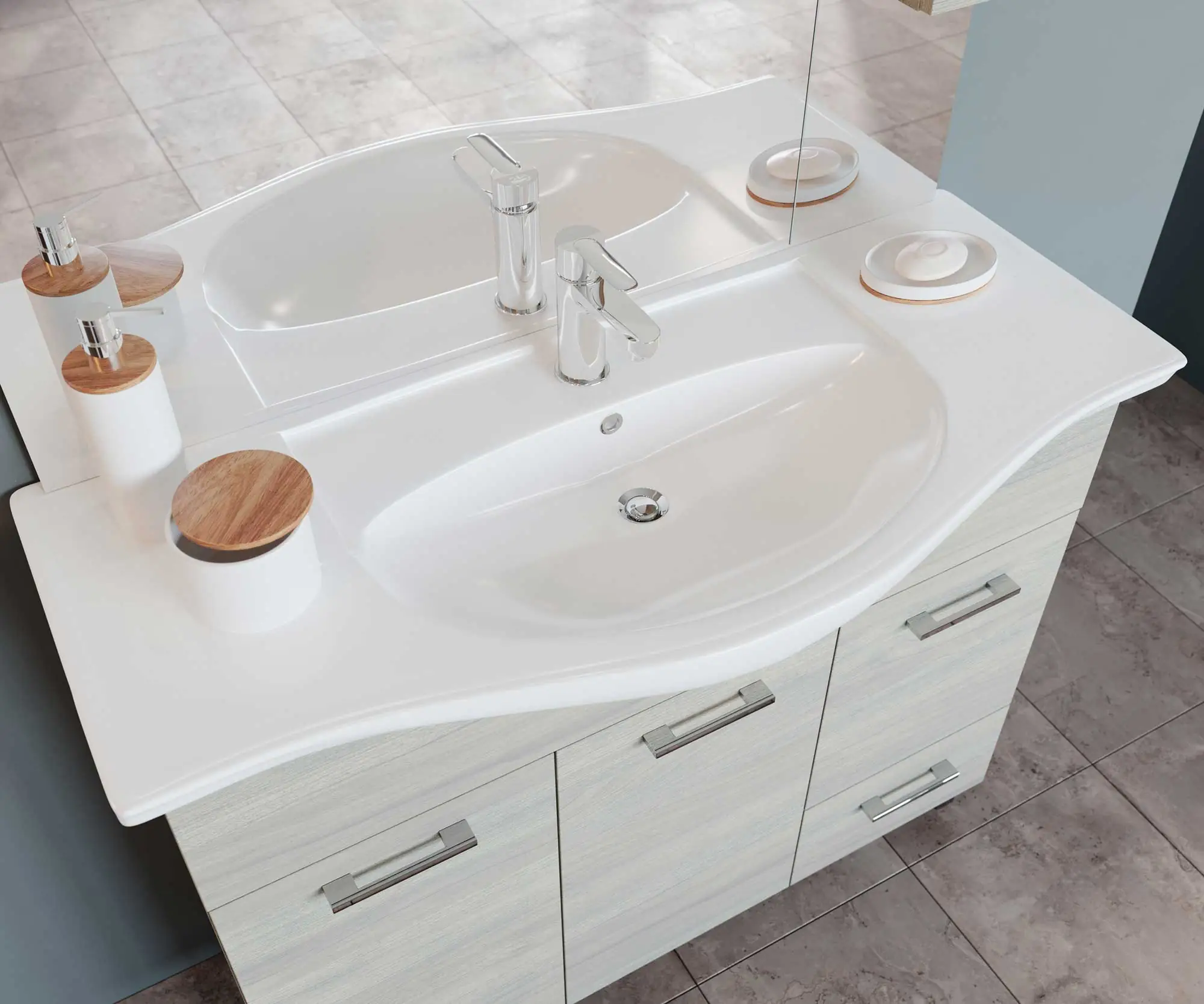 Mobile Bagno Venere Cm.106x50x191H Rovere Grigio - immagine 2