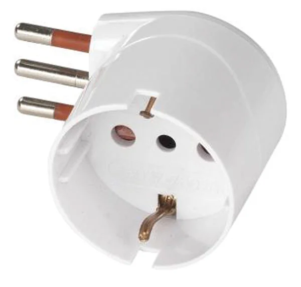 Adattatore Schuko 90 Gradi 2Posti +T Bianco