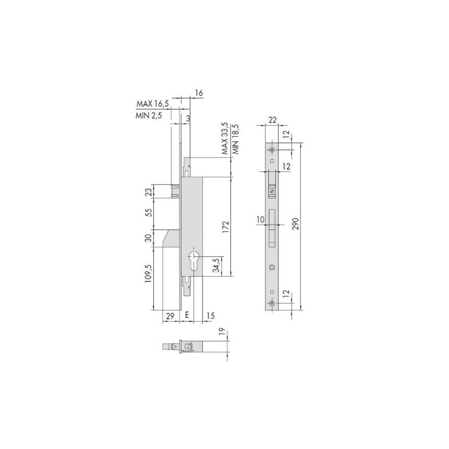Serrature Da Infilare Con Catenaccio E Rullo Per Montante '46250' - immagine 2