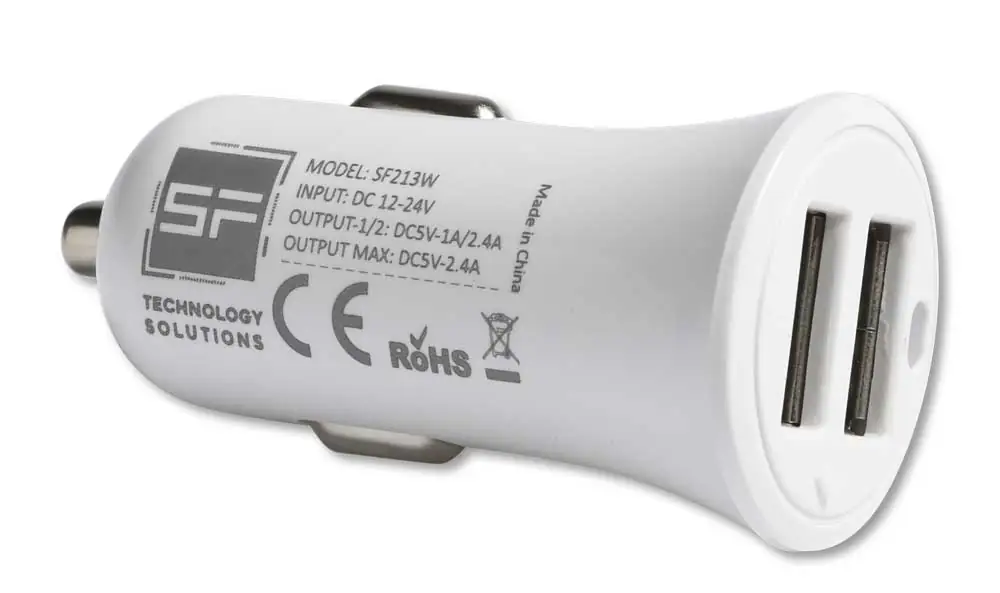 Caricatore Auto 2USB Bianco