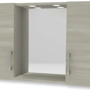 Specchiera Contenitore 2 Ante 2 Led cm.77x17x60H