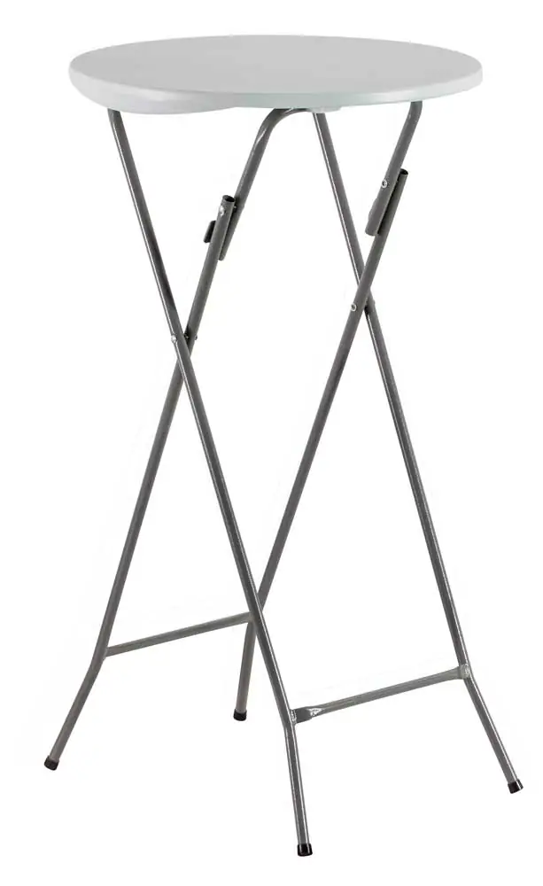 Tavolo Bar Alto In Acciaio E Resina , Bianco