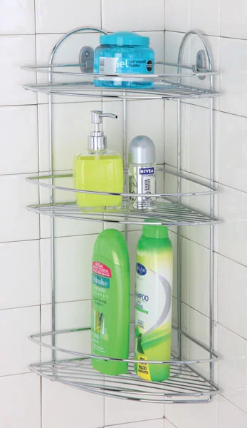 Mensola Angolare 3rip.23x23x52h. Acciaio Cromato Kit Fissaggio A Parete