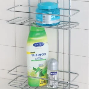 Mensola Rettangolare 2 Ripiani 26x11x35h In Acciaio Cromato.