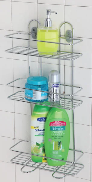 Mensola Rettangolare 3 Ripiani 26x11x53h In Acciaio Cromato.