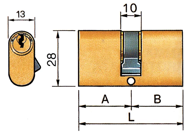 Cilindro Ovale Cromo Satinato mm.30+30 - immagine 2