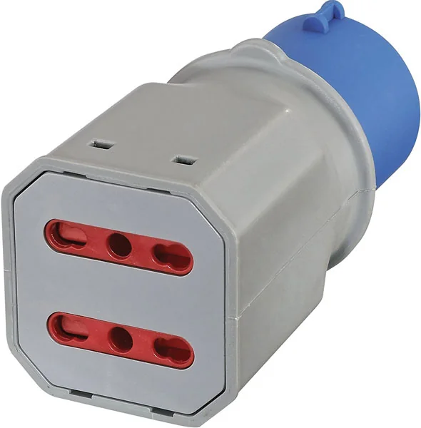 Adattatore Industriale Spina IEC, 2 Prese Bivalenti