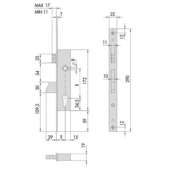 Serrature Da Infilare A Catenaccio Basculante E Scrocco, Serie 46215 - immagine 2