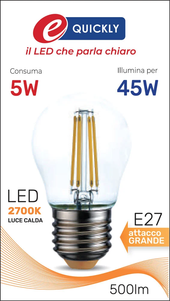 Lampada Sfera G45 Filamento LED E27 5W - immagine 3