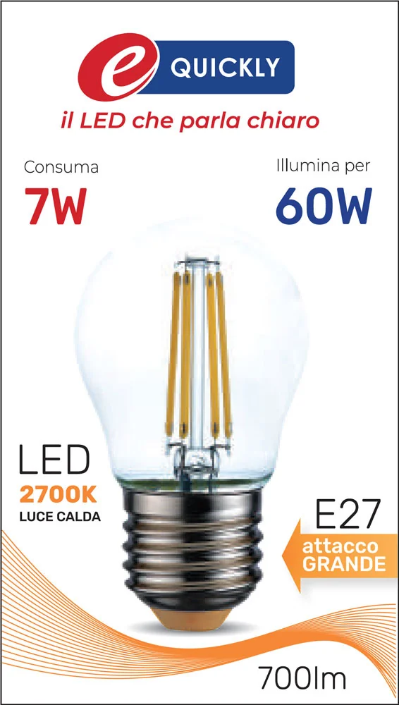 Lampada Sfera G45 Filamento LED E27 7W - immagine 2