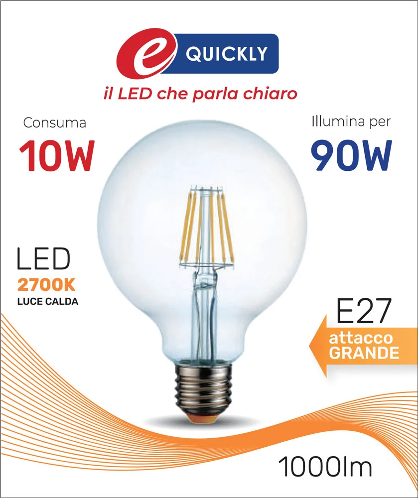 Lampada Globo G125 Filamento LED 10W E27 - immagine 3