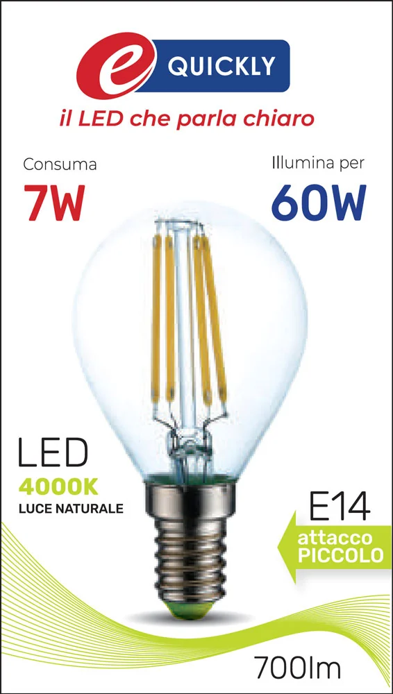 Lampada Sfera P45 Filamento LED E14 7W - immagine 2