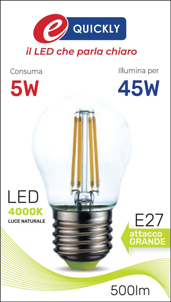 Lampada Sfera G45 Filamento LED E27 5W - immagine 2