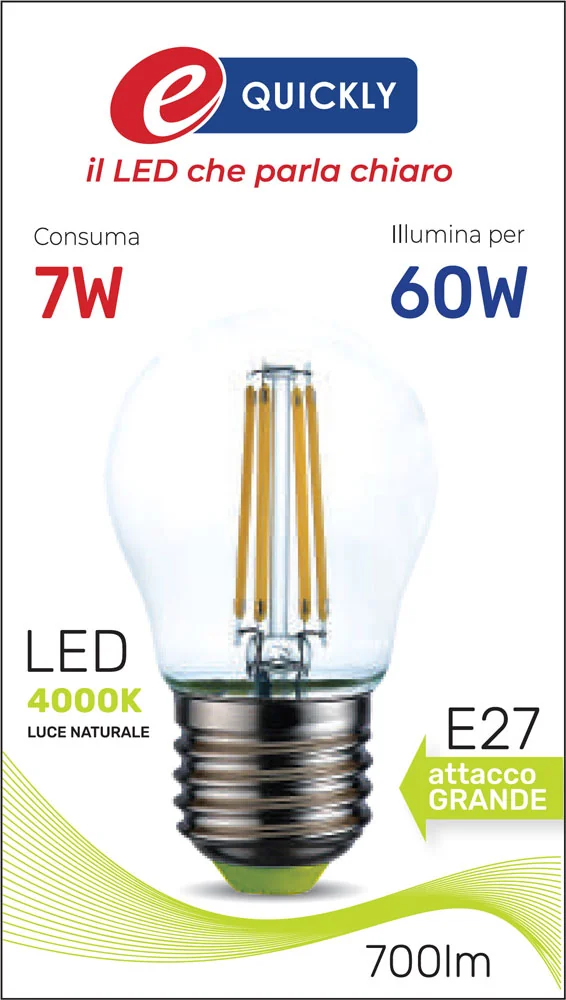 Lampada Sfera G45 Filamento LED E27 7W - immagine 3