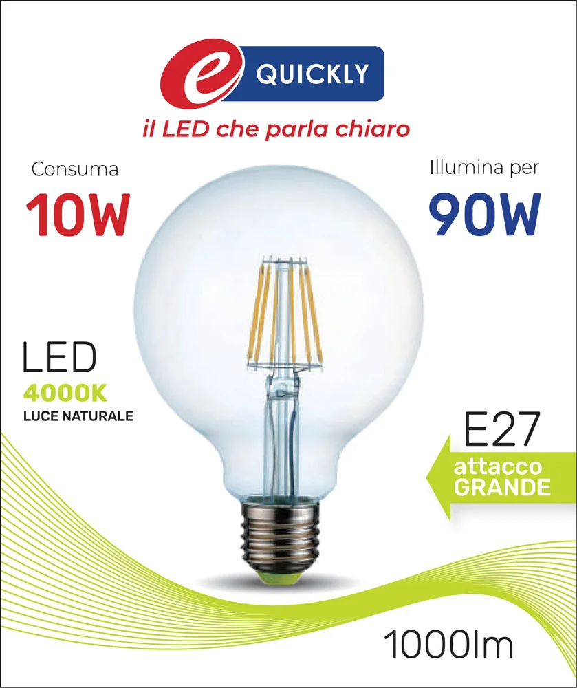Lampada Globo G125 Filamento LED 10W E27 - immagine 2