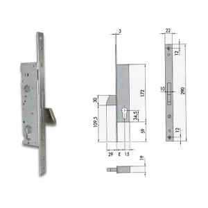 Serratura Da Infilare A Catenaccio Basculante , Per Montanti Serie 46210