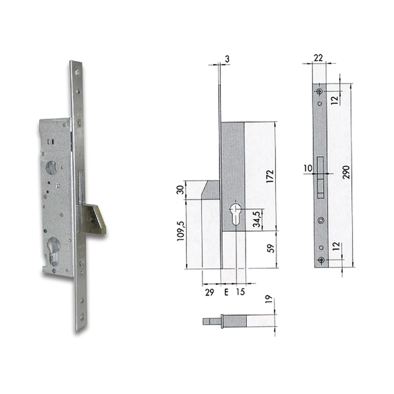 Serratura Da Infilare A Catenaccio Basculante , Per Montanti Serie 46210